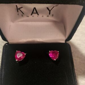 Kay Jewelers Lab Created Ruby Heart Earrings